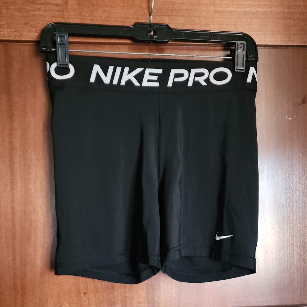 Nike Pro Black Shorts with White Logo